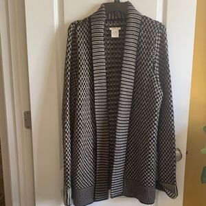 Matty M Black and White Checkered Cardigan